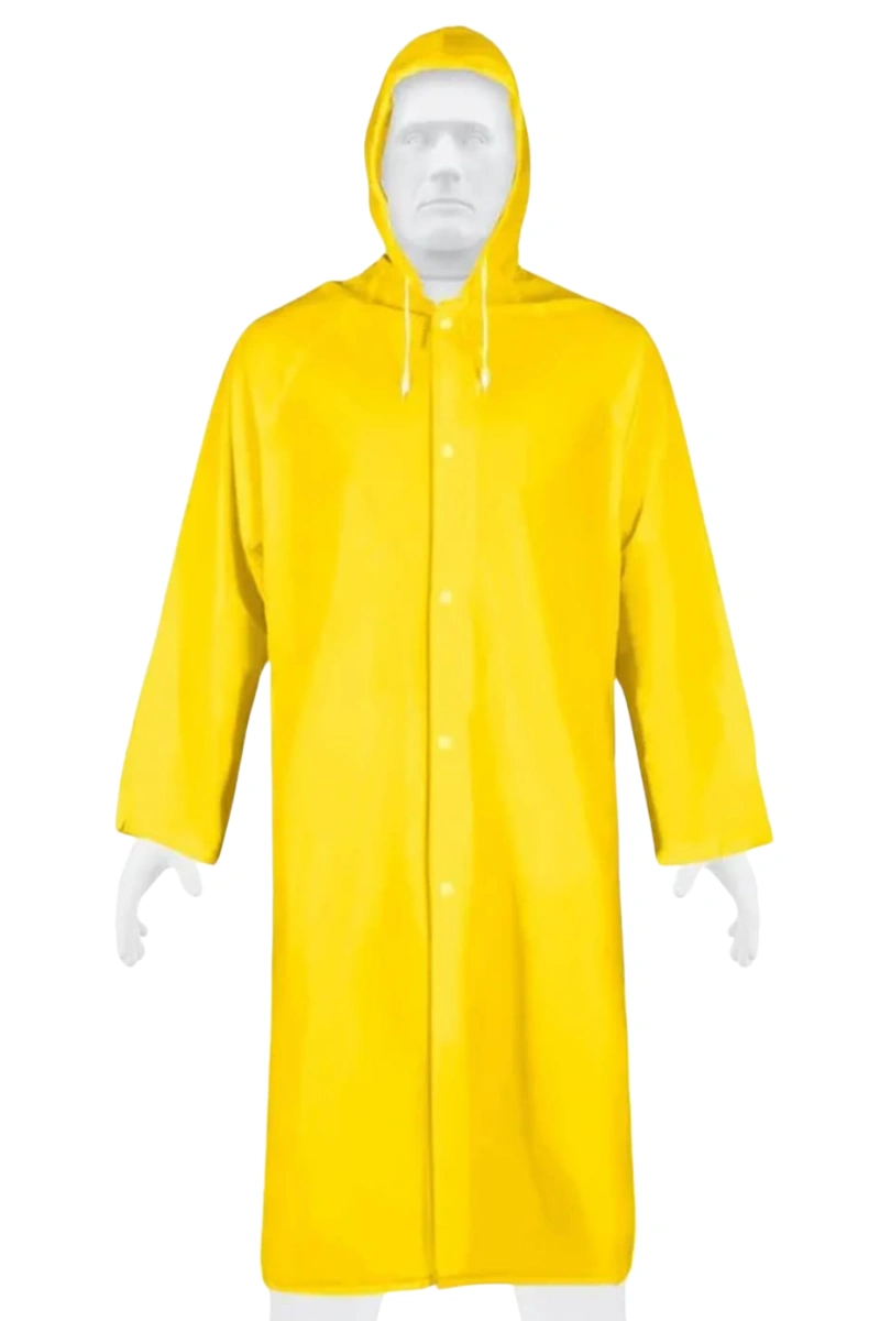 Gabardina amarilla de línea con capucha integrada