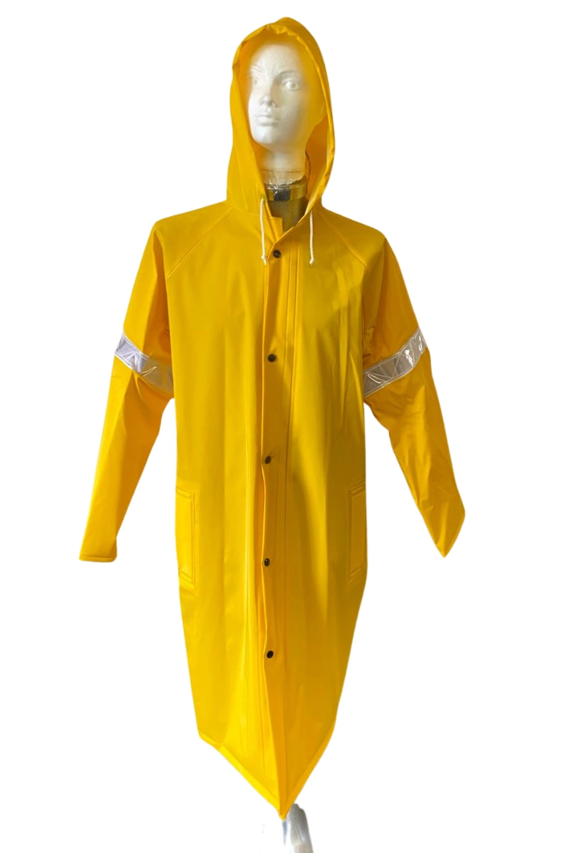 Gabardina con reflejante en brazos con capucha integrada