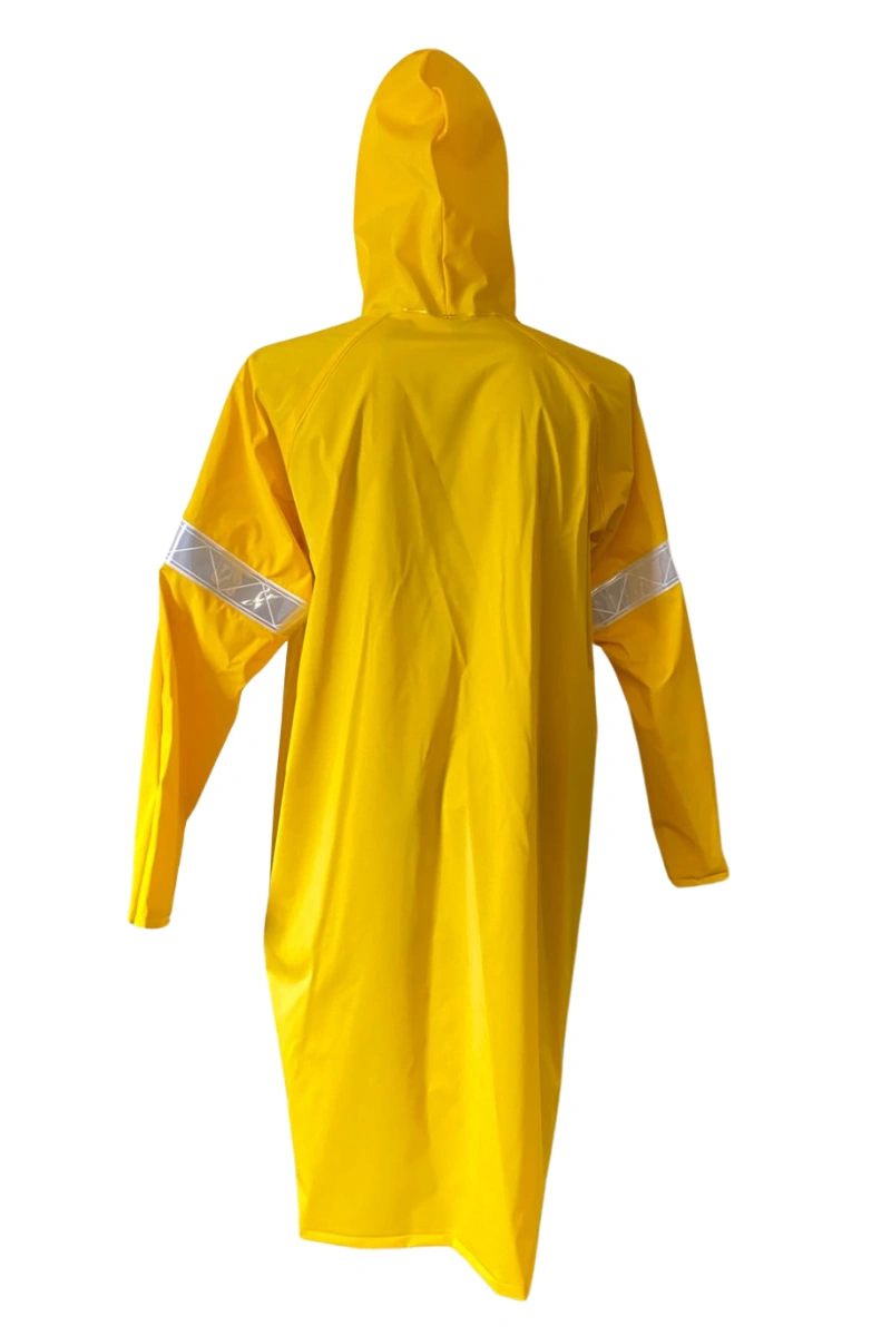 Gabardina con reflejante en brazos con capucha integrada